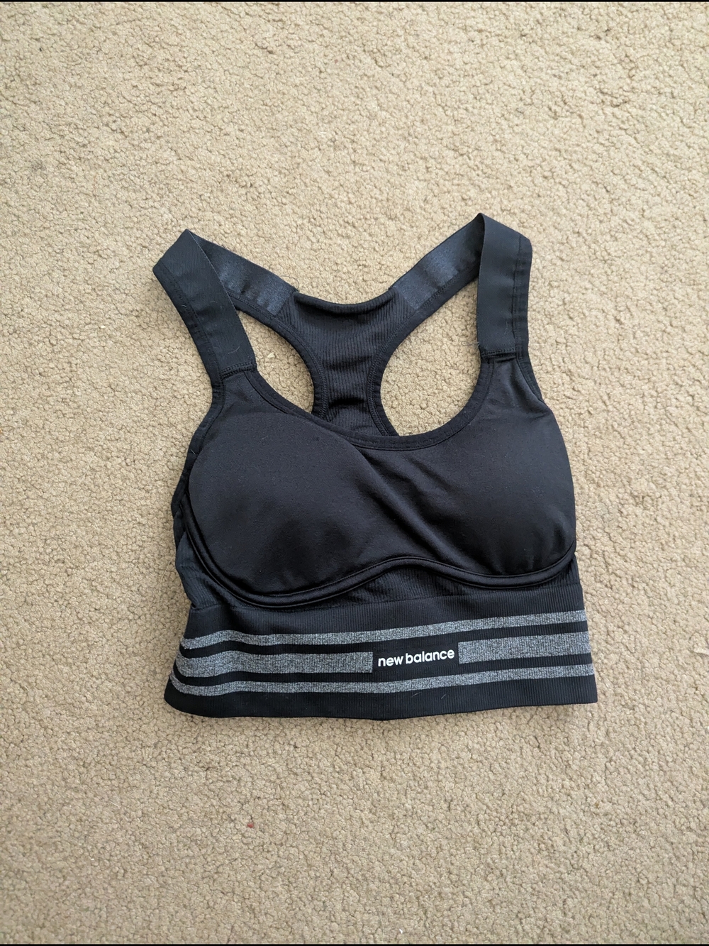 New Balance Black Racerback Support Sports Bra with Reflective Stripe Size Small